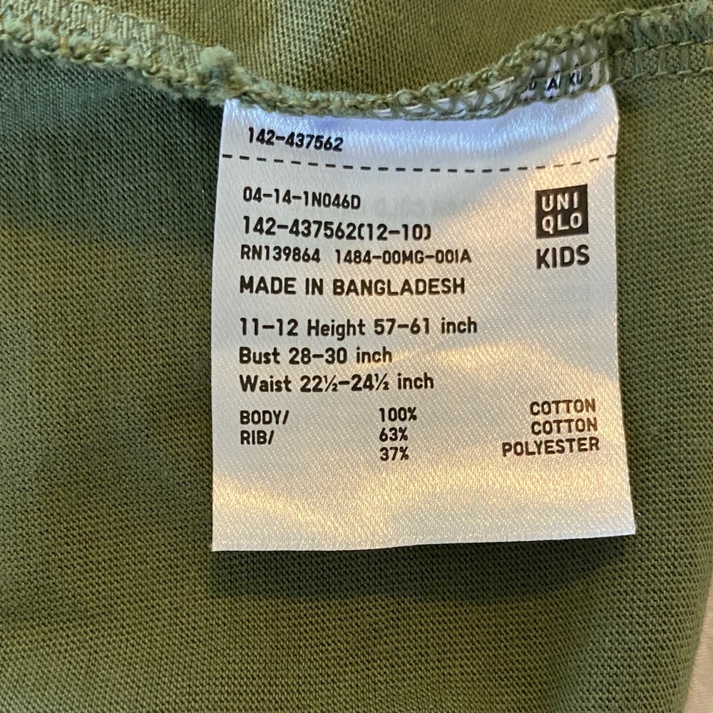 100% cotton Uniqlo Olive Green Sleeveless A-Line Mini Dress with pockets ! - Picture 5 of 5